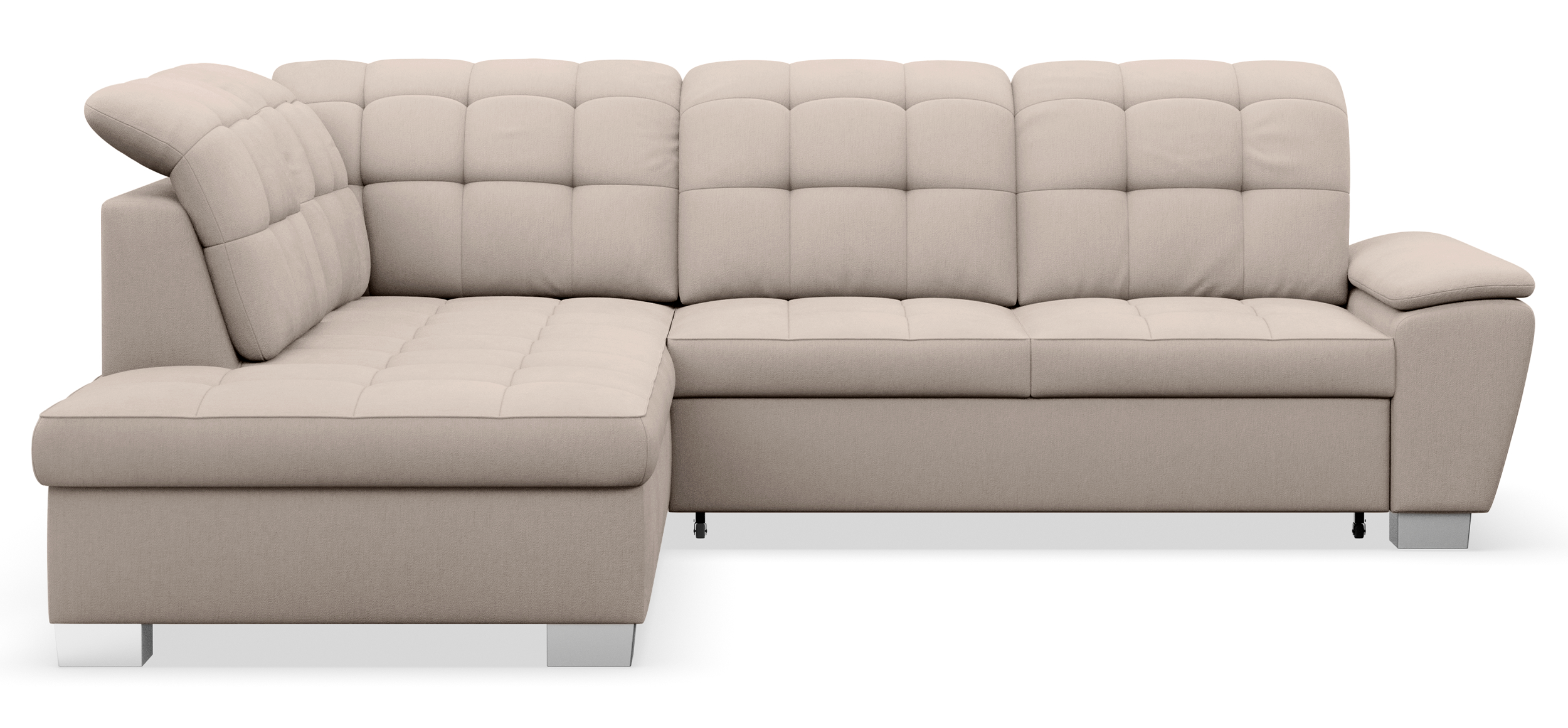 Ecksofa mit Schlaffunktion Jamaal, L-förmig, linksseitig, mit Stauraum, beige Flechtoptik