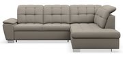 Ecksofa mit Schlafunktion Jamaal, L-förmig, rechtsseitig, mit Stauraum, grau-beige Flechtoptik