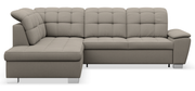 Ecksofa mit Schlaffunktion Jamaal, L-förmig, linksseitig, mit Stauraum, grau-beige Flechtoptik