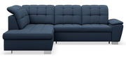 Ecksofa mit Schlaffunktion Jamaal, L-förmig, linksseitig, mit Stauraum, marineblaues Geflecht