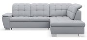 Ecksofa mit Schlaffunktion Jamaal, L-förmig, rechts, mit Stauraum, hellgraues Geflecht