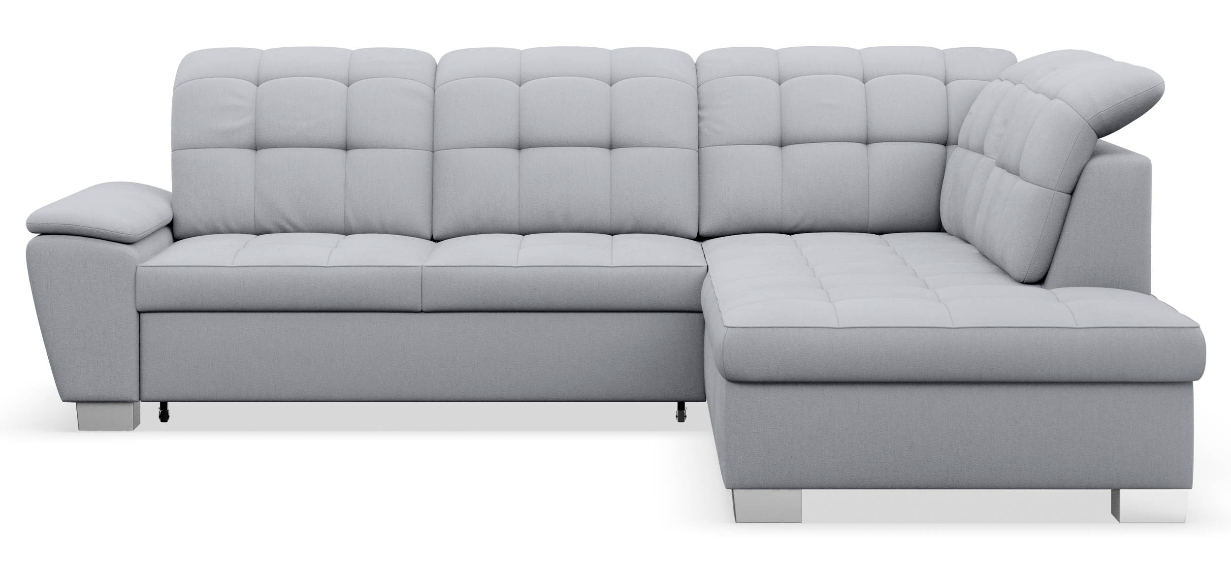 Ecksofa mit Schlaffunktion Jamaal, L-förmig, rechts, mit Stauraum, hellgraues Geflecht