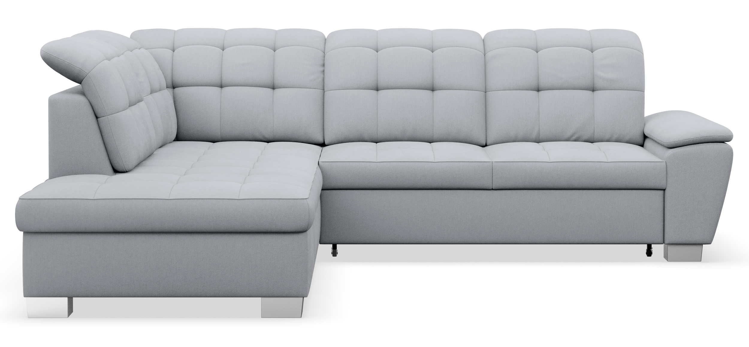 Ecksofa mit Schlafunktion Jamaal, L-förmig, linksseitig, mit Stauraum, hellgraues Geflecht