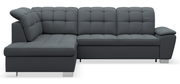 Ecksofa mit Schlaffunktion Jamaal, L-förmig, linksseitig, mit Stauraum, dunkelgraues Geflecht