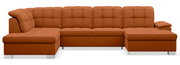 Ecksofa mit Schlaffunktion Jamaal, U-förmig, rechtsseitig, mit Stauraum, kupferfarbener, hydrophober Samt