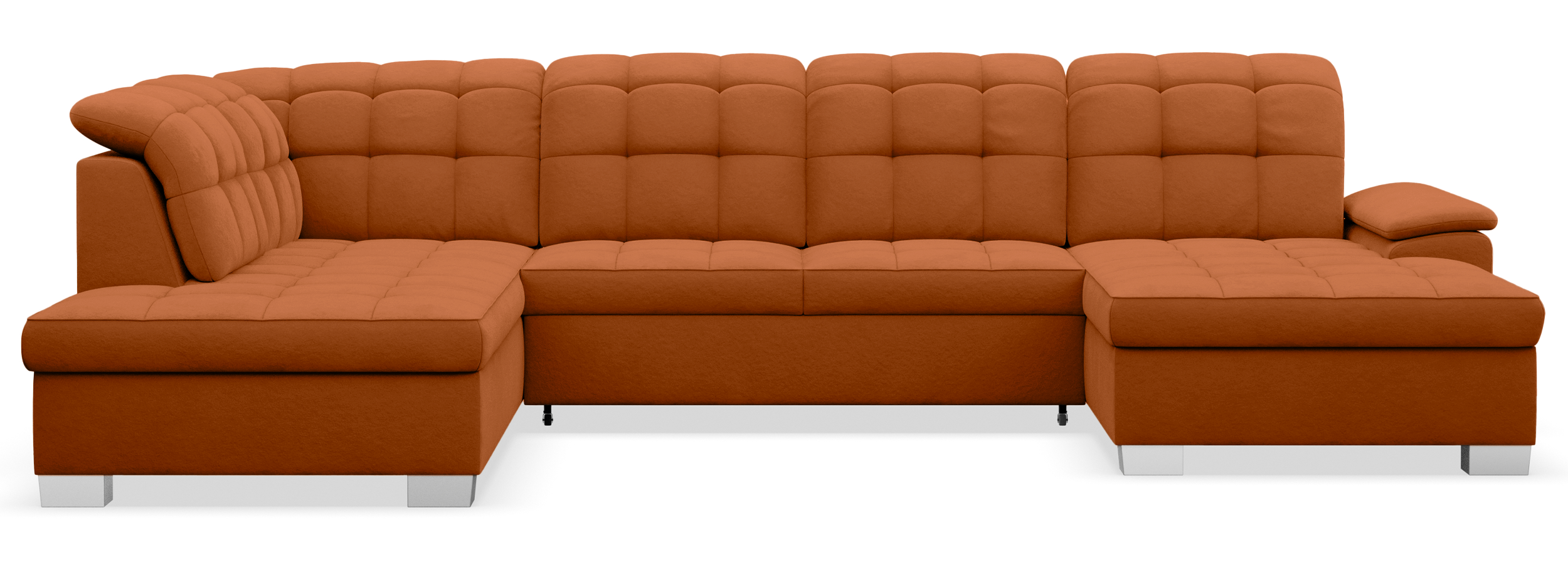 Ecksofa mit Schlaffunktion Jamaal, U-förmig, rechtsseitig, mit Stauraum, kupferfarbener, hydrophober Samt