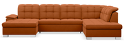 Ecksofa mit Schlaffunktion Jamaal U-förmig linksseitig mit Stauraum kupferfarbener, hydrophober Samt