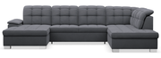 Ecksofa mit Schlafunktion Jamaal U-förmig linksseitig mit Stauraum dunkelgrauer hydrophober Samt