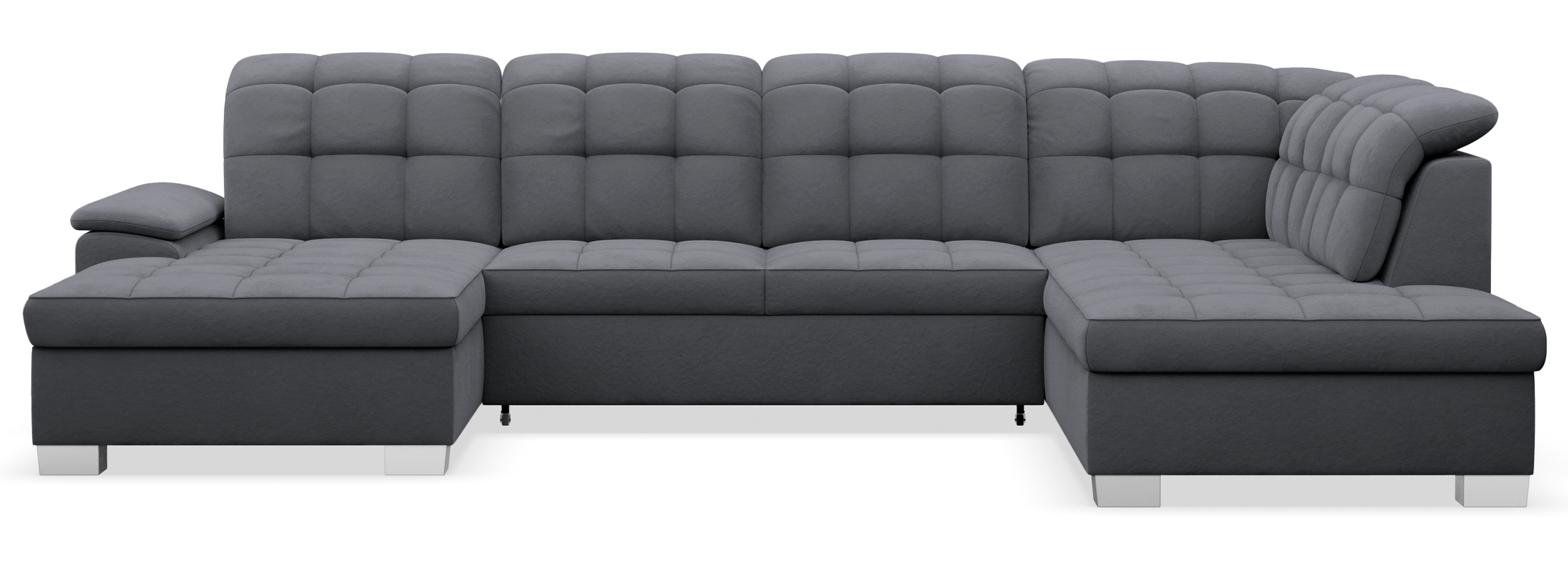 Ecksofa mit Schlafunktion Jamaal U-förmig linksseitig mit Stauraum dunkelgrauer hydrophober Samt