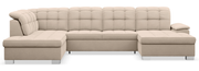 Ecksofa mit Schlaffunktion Jamaal U-förmig, rechtsseitig, mit Stauraum, beige, hydrophober Samt