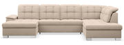 Ecksofa mit Schlaffunktion Jamaal U-förmig linksseitig mit Stauraum beige hydrophobes Samtvelours