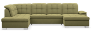 Ecksofa mit Schlaffunktion Jamaal U-förmig rechtsseitig mit Stauraum olivgrüner, hydrophober Samt