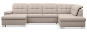 Ecksofa mit Schlaffunktion Jamaal U-förmig linksseitig mit Stauraum beige Geflecht