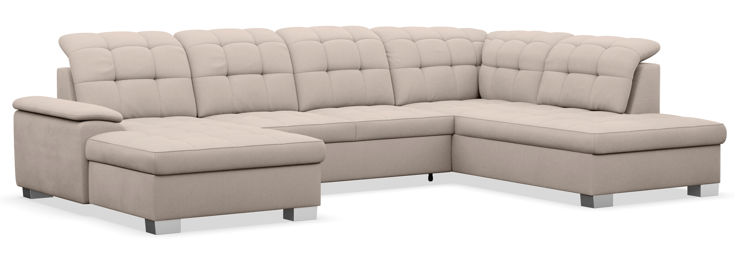Ecksofa mit Schlaffunktion Jamaal U-förmig linksseitig mit Stauraum beige Geflecht