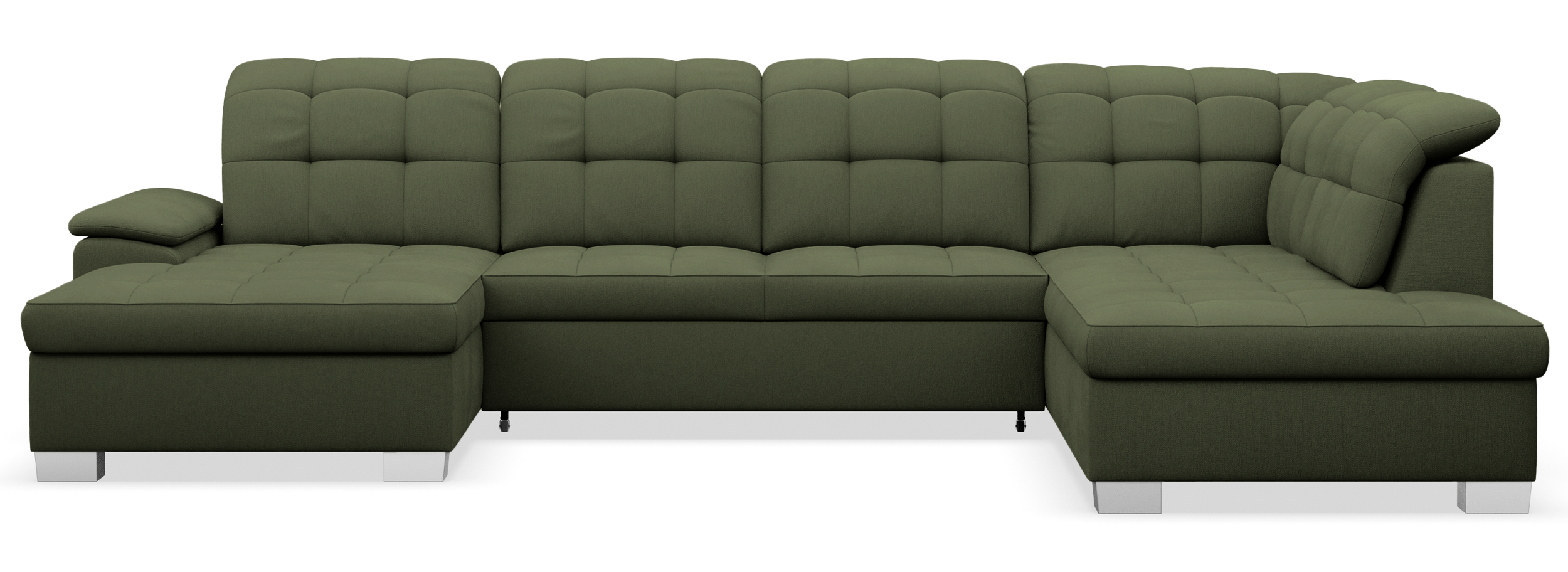 Ecksofa mit Schlaffunktion Jamaal U-förmig linksseitig mit Stauraum khaki Geflecht