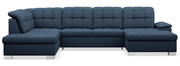 Ecksofa mit Schlaffunktion Jamaal U-förmig, rechtsseitig, mit Stauraum, marineblauer Flechtstoff