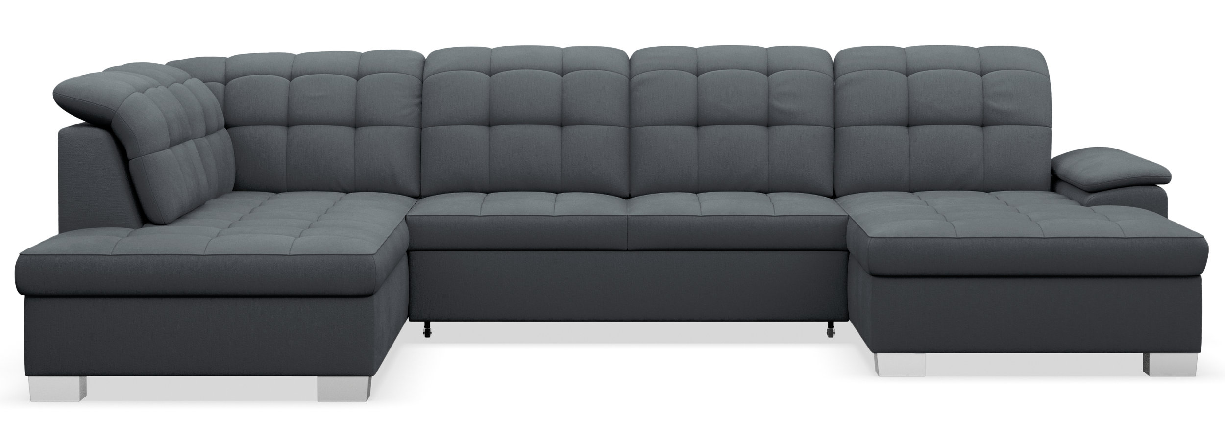 Ecksofa mit Schlaffunktion Jamaal, U-förmig, rechtsseitig, mit Stauraum, dunkelgraues Geflecht