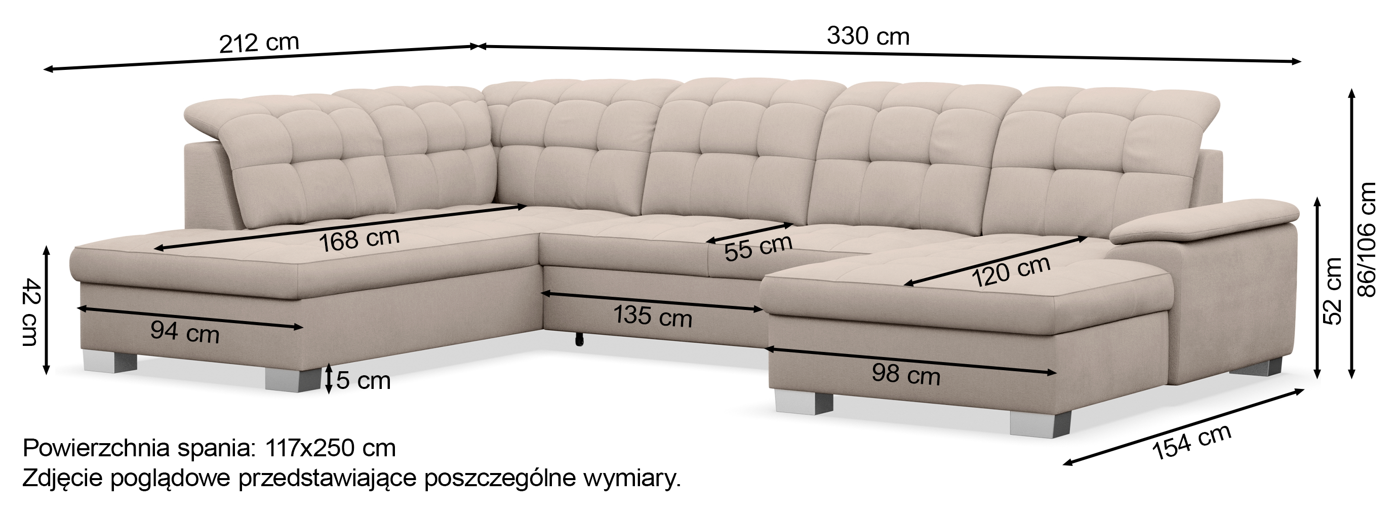 Ecksofa mit Schlaffunktion Jamaal U-förmig rechtsseitig mit Stauraum olivgrüner, hydrophober Samt