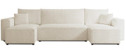 U-förmiges Ecksofa Scarlo mit Schlaffunktion, universell, mit Stauraum, cremefarbenes Bouclé