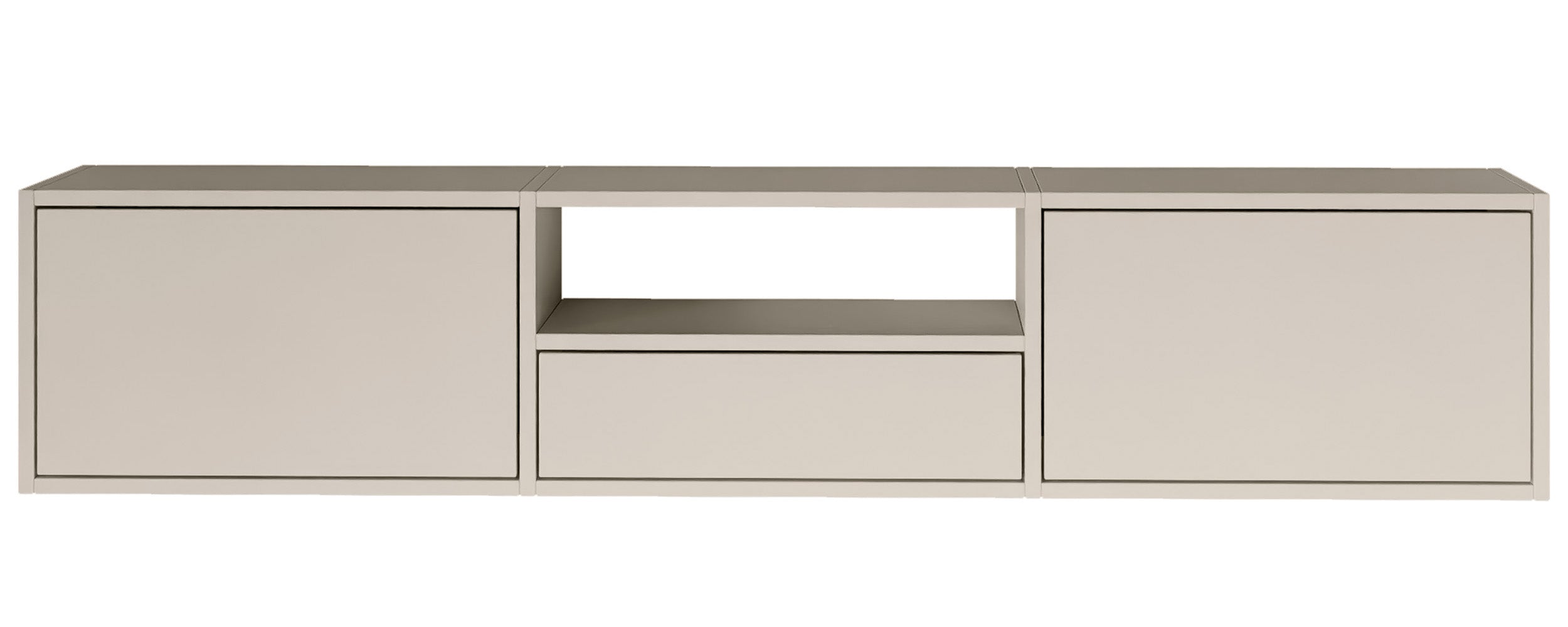 Hängender TV-Schrank Framme mit drei Klappen und Fach, 150 cm, Kaschmir