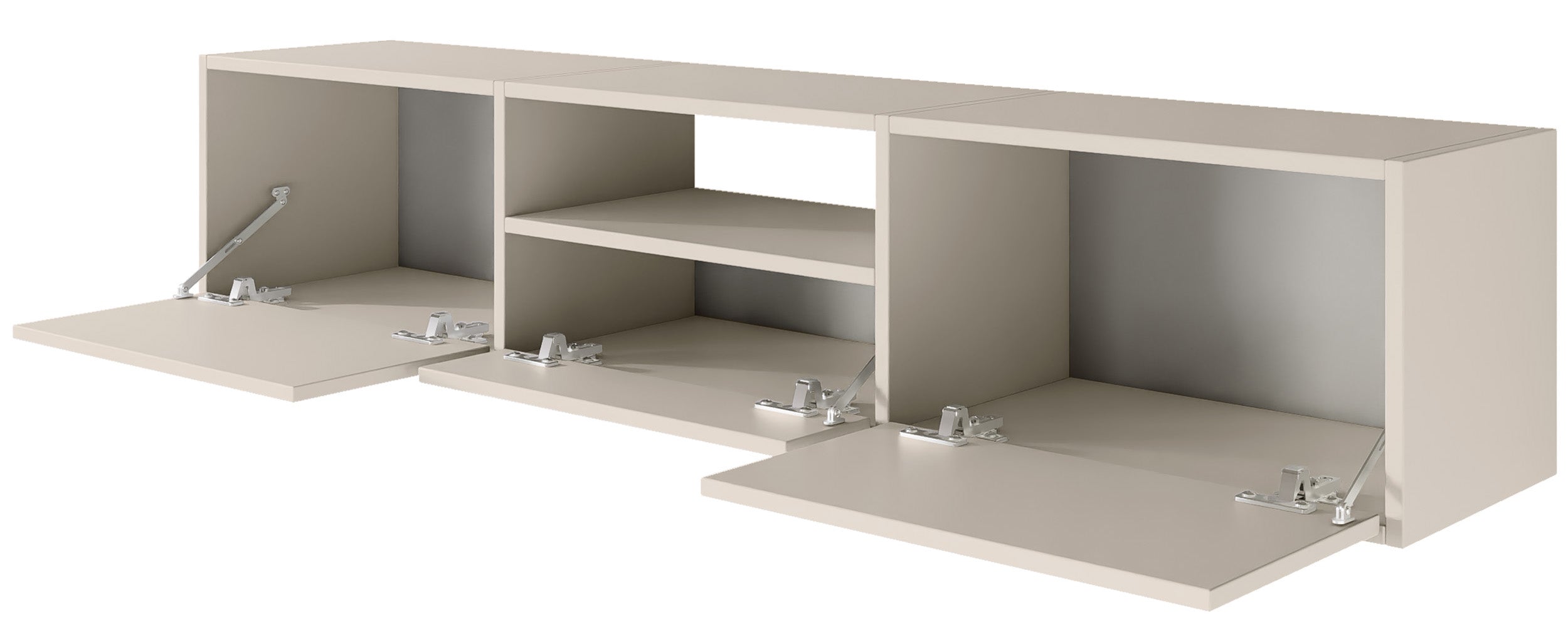 Hängender TV-Schrank Framme mit drei Klappen und Fach, 150 cm, Kaschmir