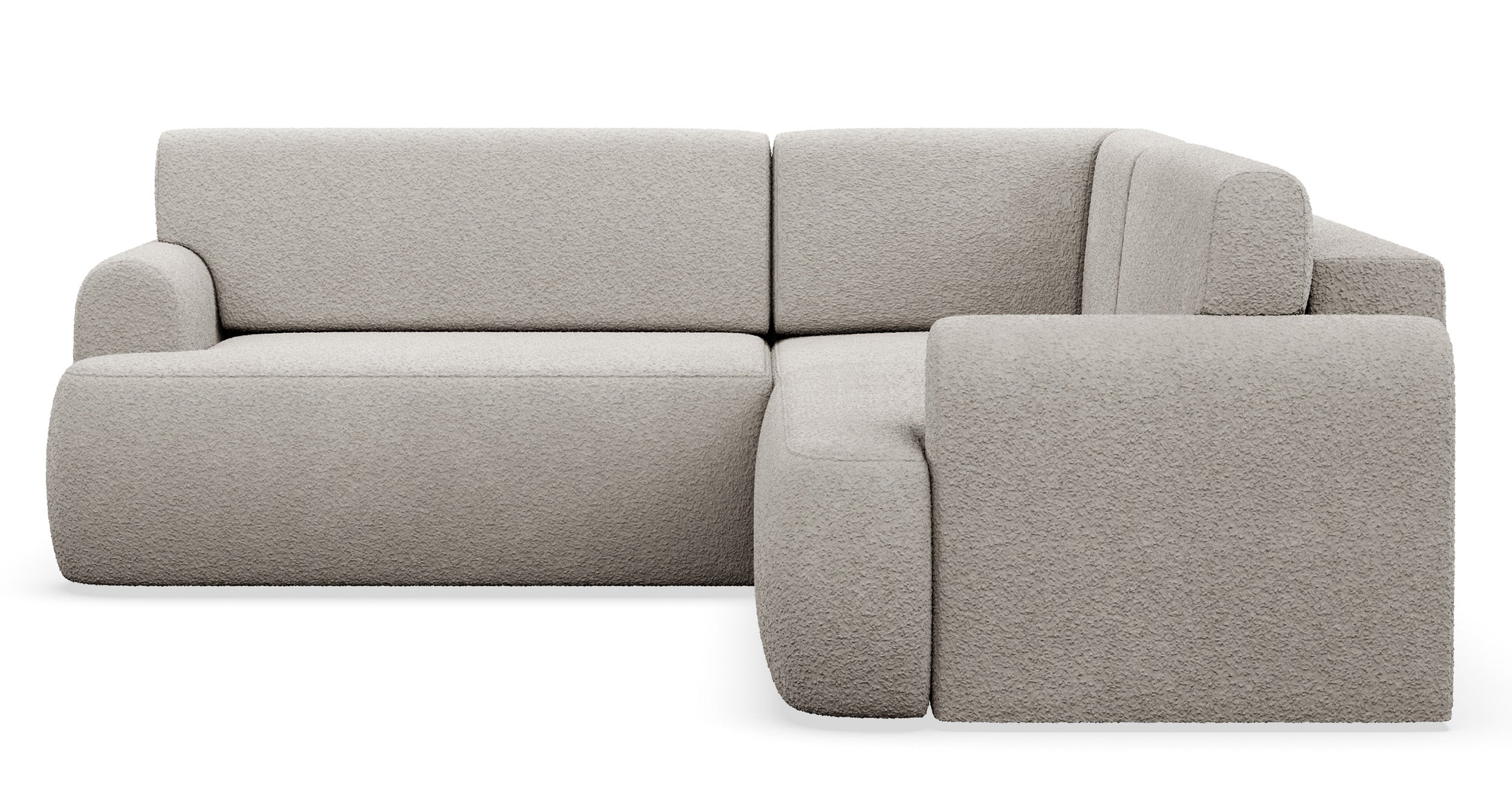 Ecksofa mit Schlaffunktion, Kaveo, L-förmig, universell, beige Plüsch
