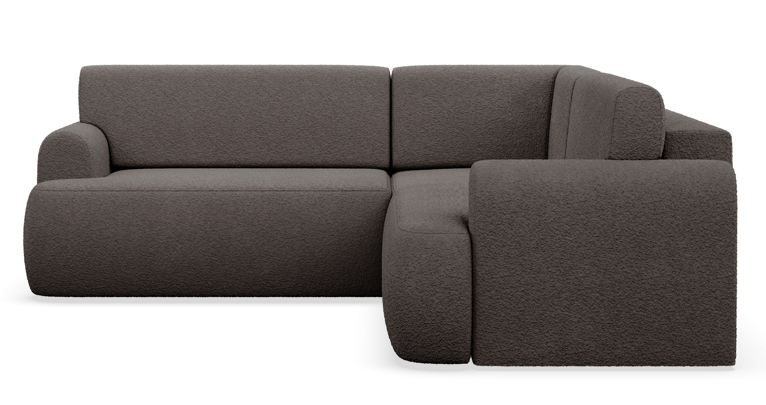 Ecksofa mit Schlaffunktion, Kaveo L-förmig, universell, brauner Plüsch
