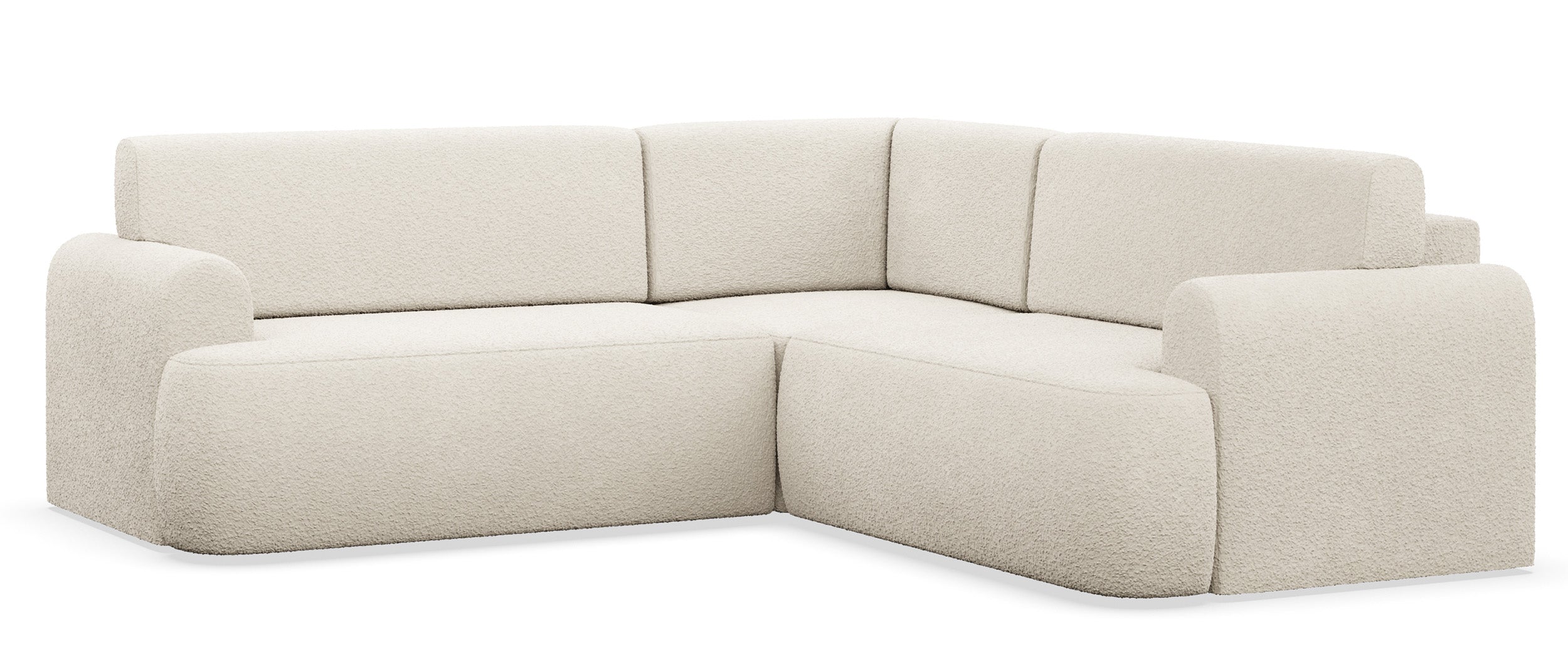 Ecksofa mit Schlaffunktion, Kaveo L-förmig, universell, hellbeige, Plüsch