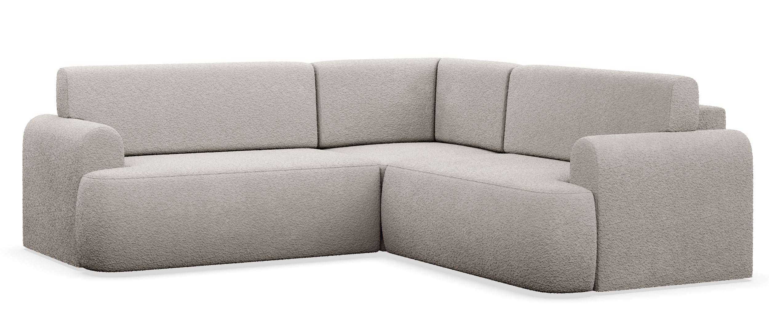 Ecksofa mit Schlaffunktion, Kaveo, L-förmig, universell, beige Plüsch
