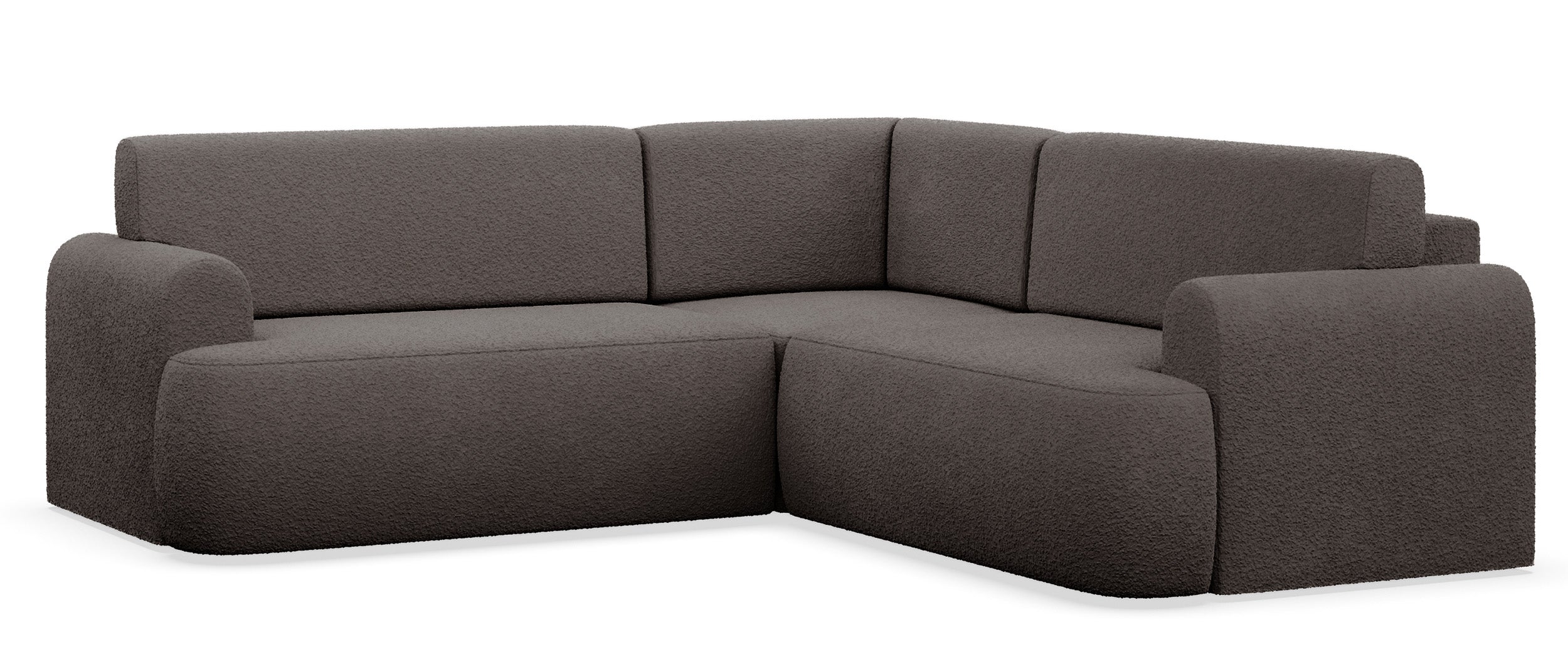 Ecksofa mit Schlaffunktion, Kaveo L-förmig, universell, brauner Plüsch