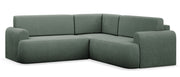 Ecksofa mit Schlaffunktion, Kaveo, L-förmig, universell, dunkelgrüner Samt