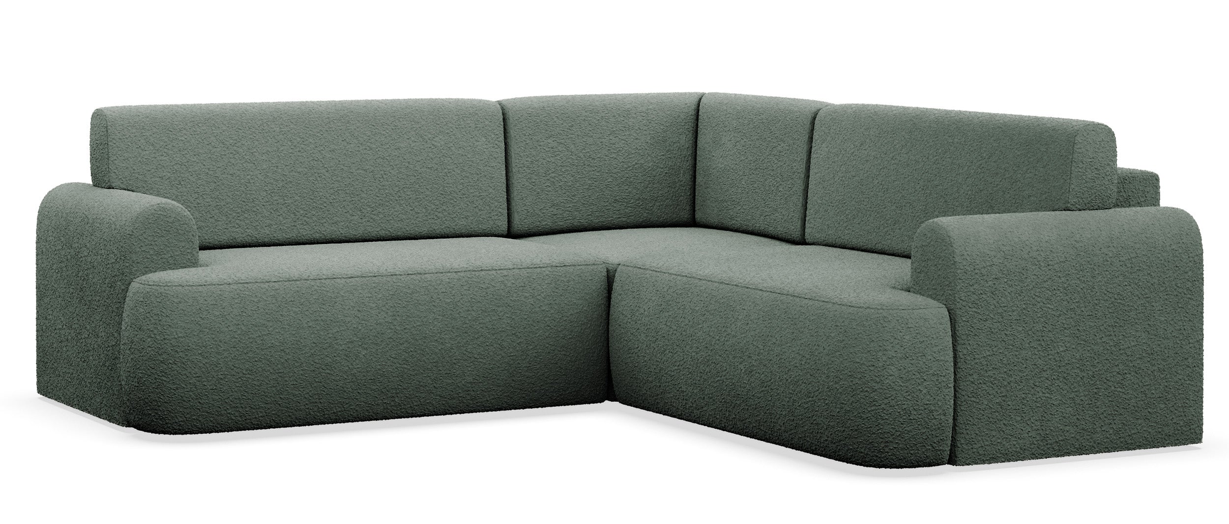 Ecksofa mit Schlaffunktion, Kaveo, L-förmig, universell, dunkelgrüner Samt