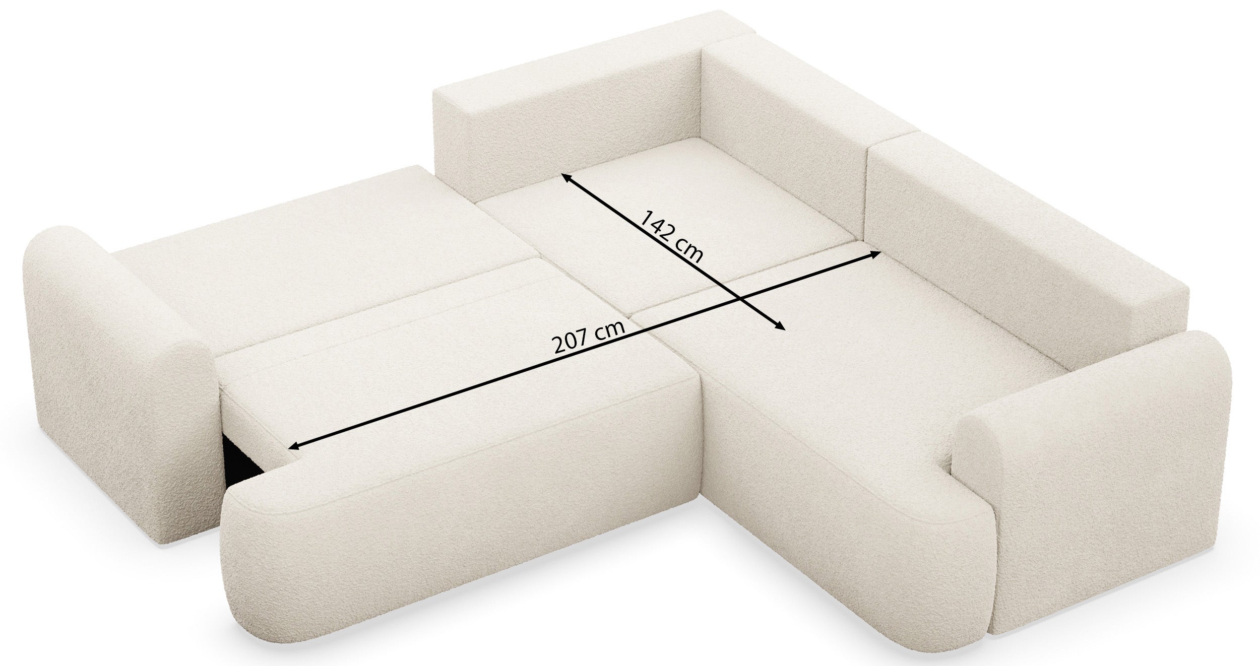 Ecksofa mit Schlaffunktion, Eckcouch Kaveo L-förmig, universell, Salbeigrün, Chenille