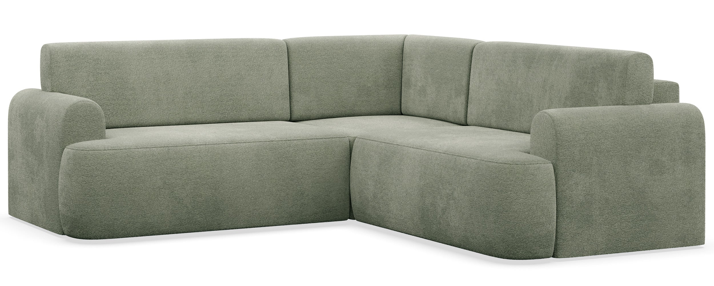 Ecksofa mit Schlaffunktion, Eckcouch Kaveo L-förmig, universell, Salbeigrün, Chenille