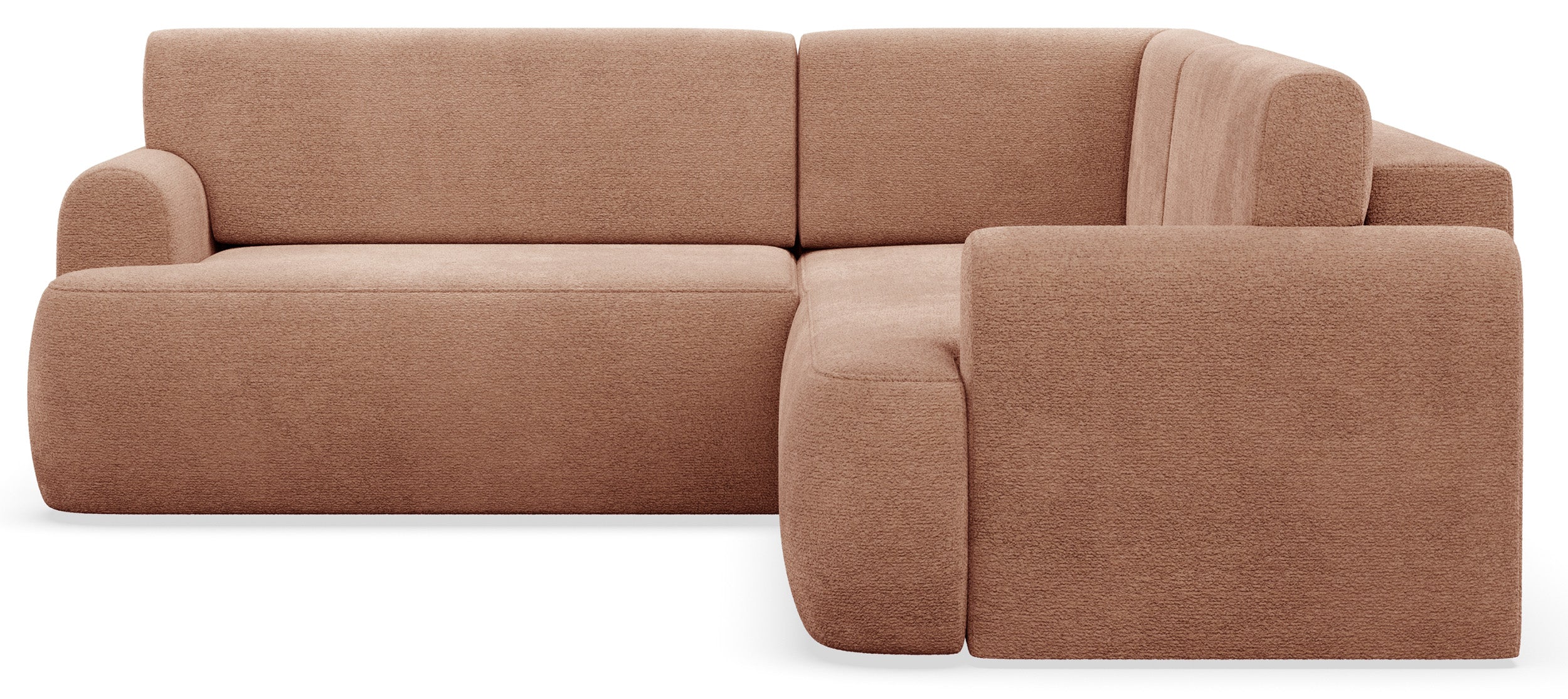 Ecksofa mit Schlaffunktion, Kaveo, L-förmig, universell, pfirsichfarbener Chenille-Stoff