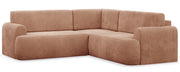 Ecksofa mit Schlaffunktion, Kaveo, L-förmig, universell, pfirsichfarbener Chenille-Stoff