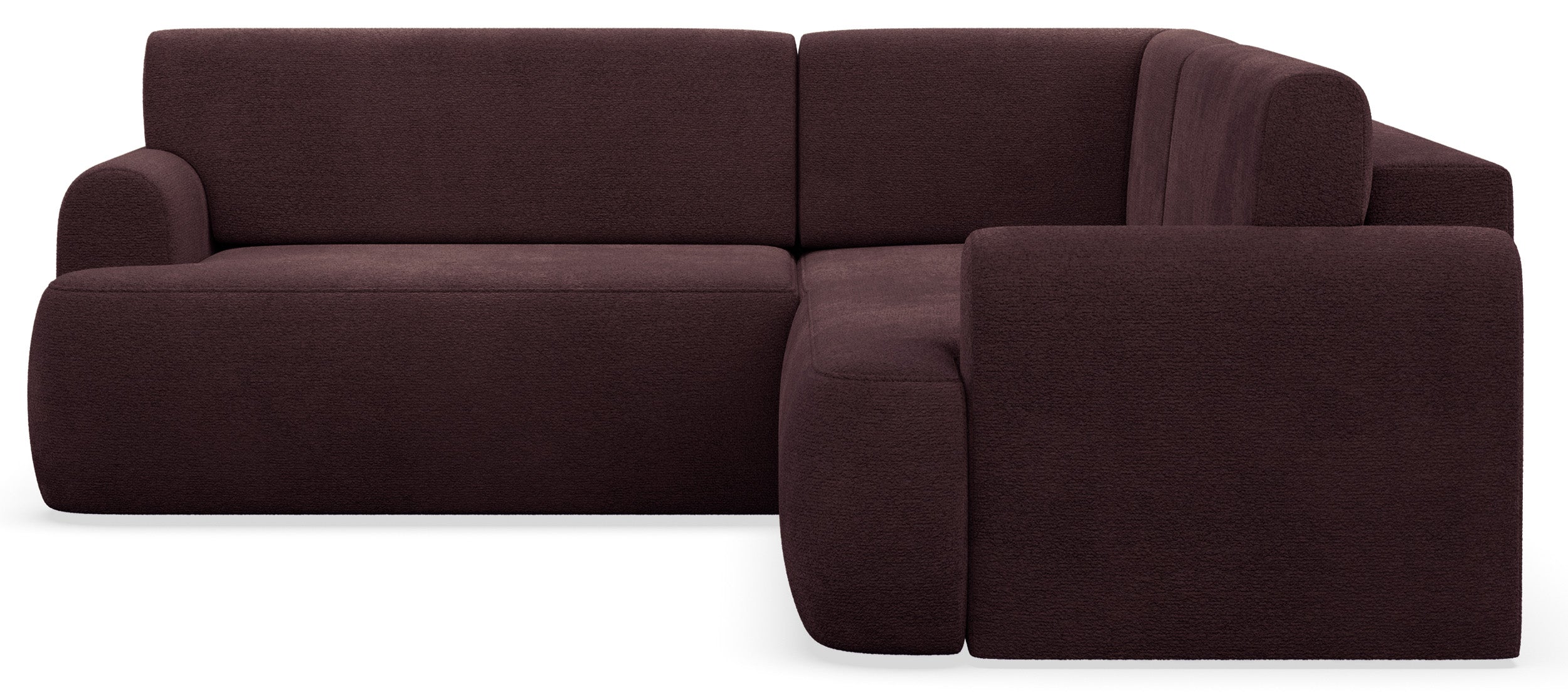 Ecksofa mit Schlaffunktion, Kaveo, L-förmig, universell, pflaumenfarbener Chenille-Stoff
