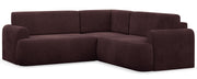 Ecksofa mit Schlaffunktion, Kaveo, L-förmig, universell, pflaumenfarbener Chenille-Stoff