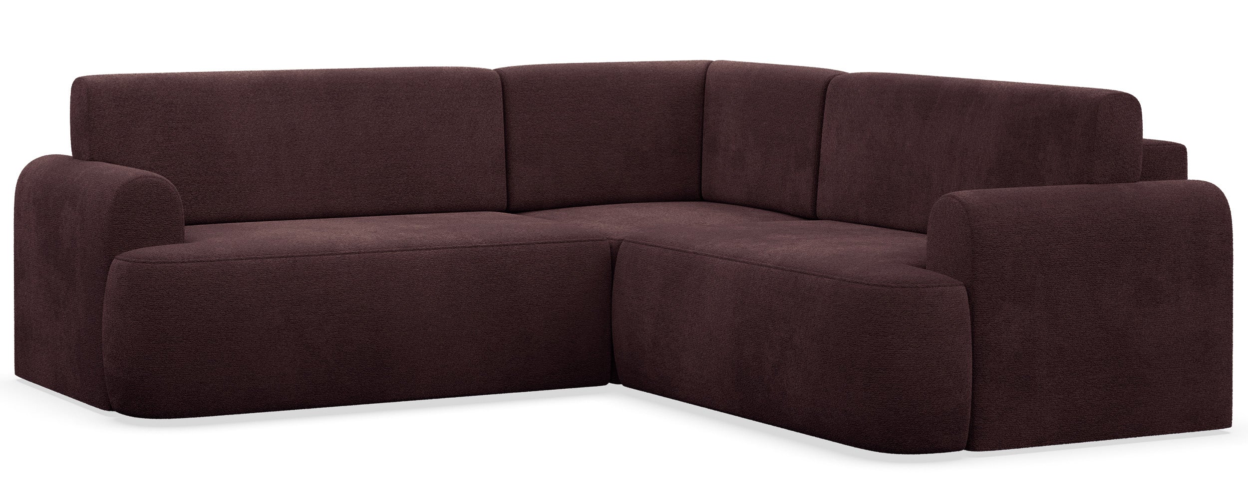 Ecksofa mit Schlaffunktion, Kaveo, L-förmig, universell, pflaumenfarbener Chenille-Stoff
