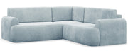 Ecksofa mit Schlaffunktion, L-förmig, universell, hellblauer Chenille-Stoff Kaveo