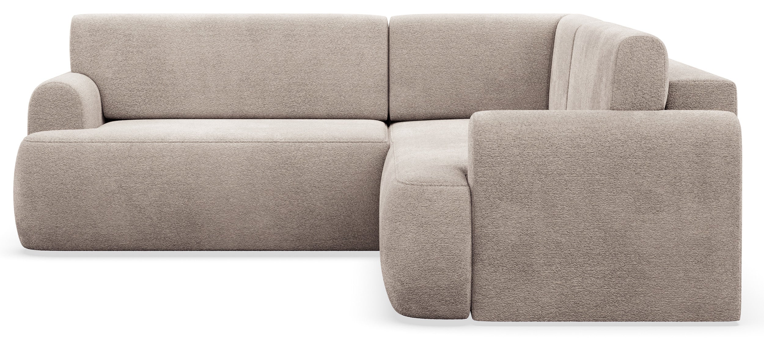 Ecksofa mit Schlaffunktion, Kaveo, L-förmig, universell, grau-beige Chenille