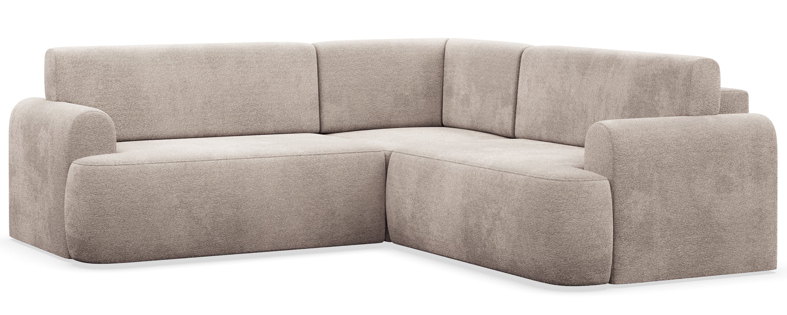 Ecksofa mit Schlaffunktion, Kaveo, L-förmig, universell, grau-beige Chenille