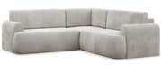 Ecksofa mit Schlaffunktion, Kaveo, L-förmig, universell, hellgrauer Chenille-Stoff