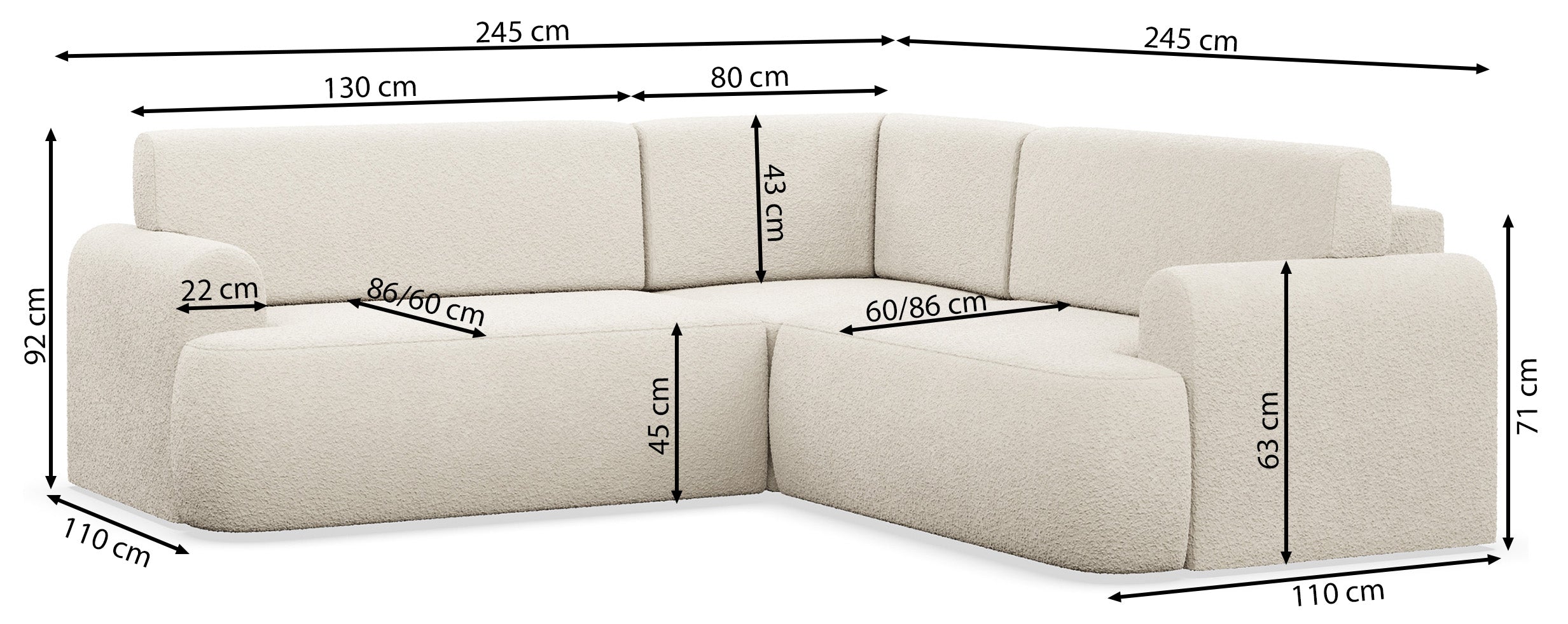 Ecksofa mit Schlaffunktion, Eckcouch Kaveo L-förmig, universell, Salbeigrün, Chenille