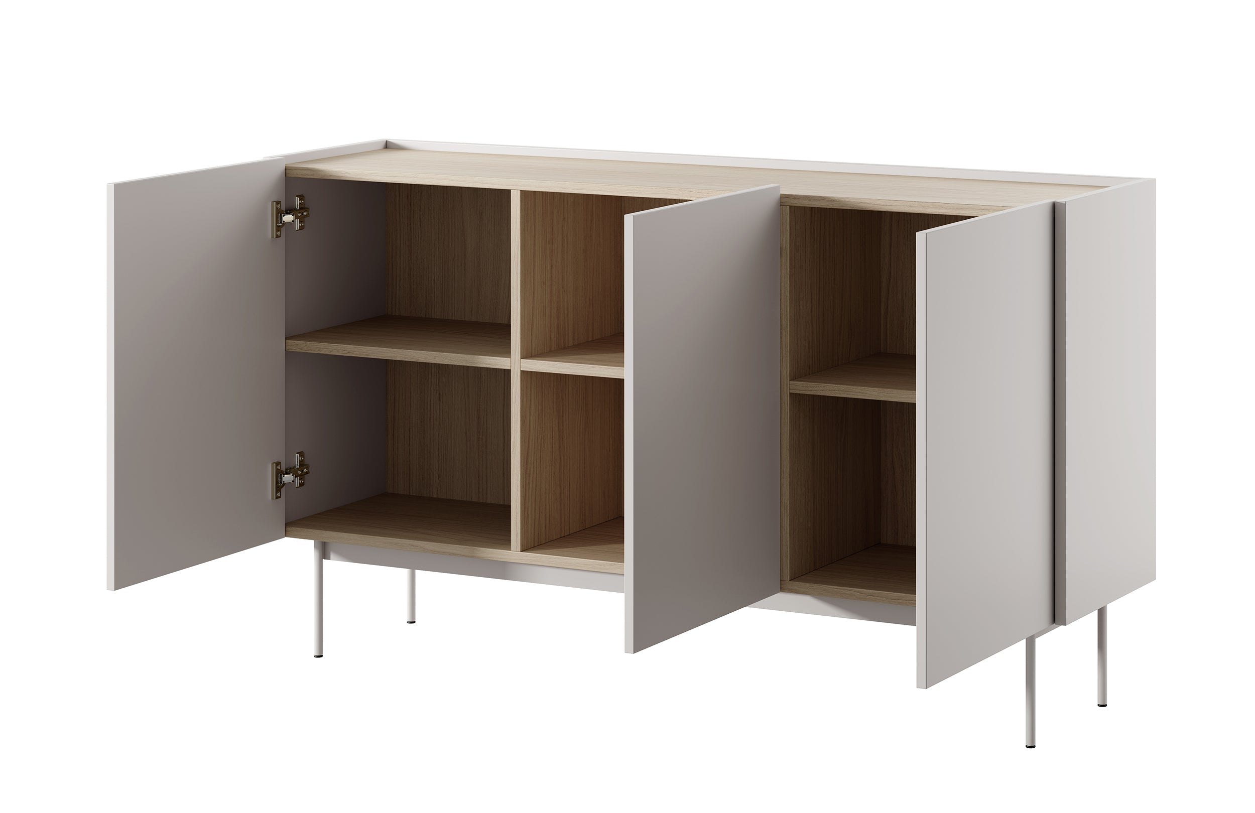 Drehtür-Kommode Color 144 cm Kaschmir / Eiche Linea