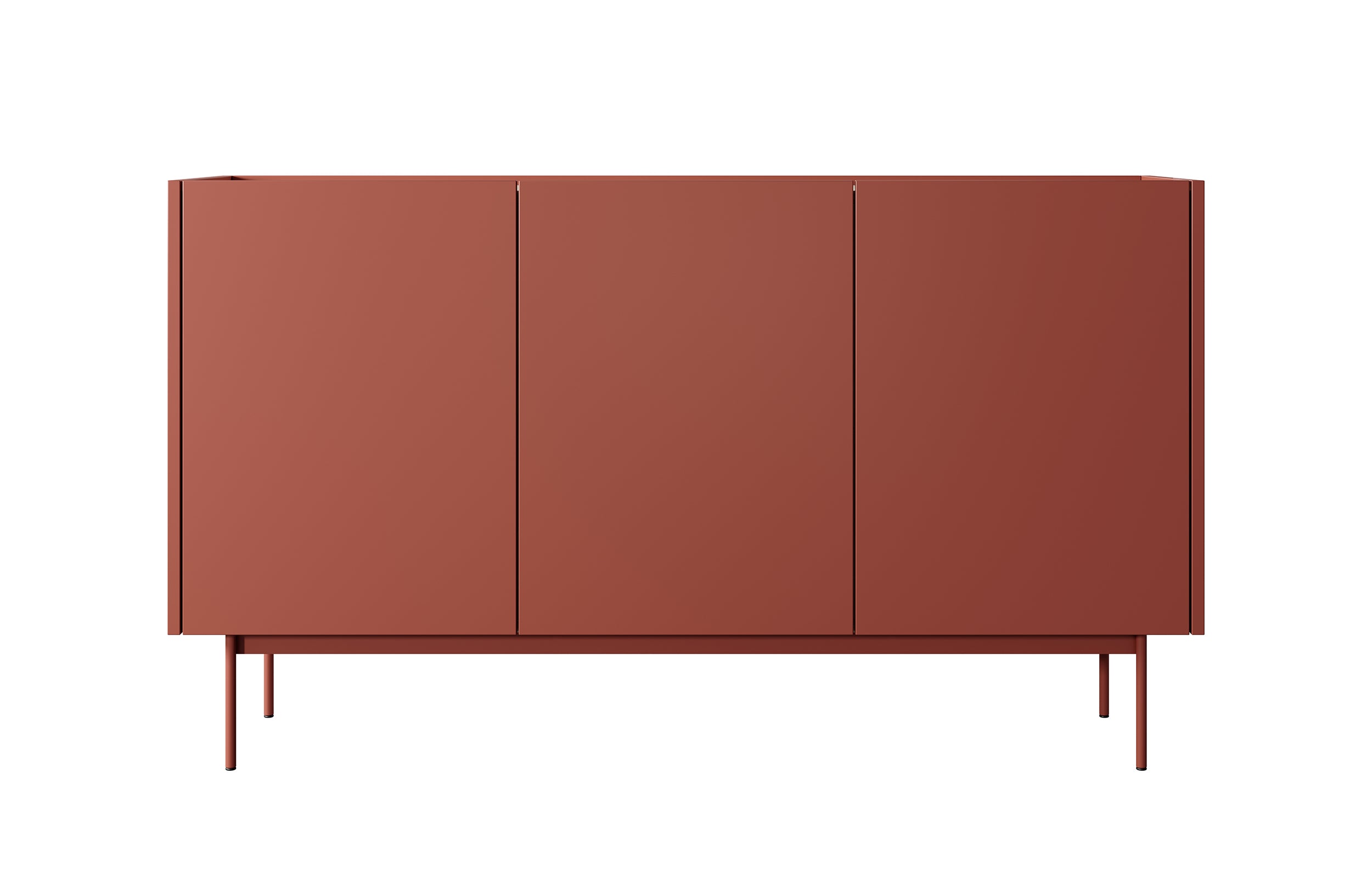 Drehtür-Kommode Color 144 cm Ziegelrot / Eiche Linea