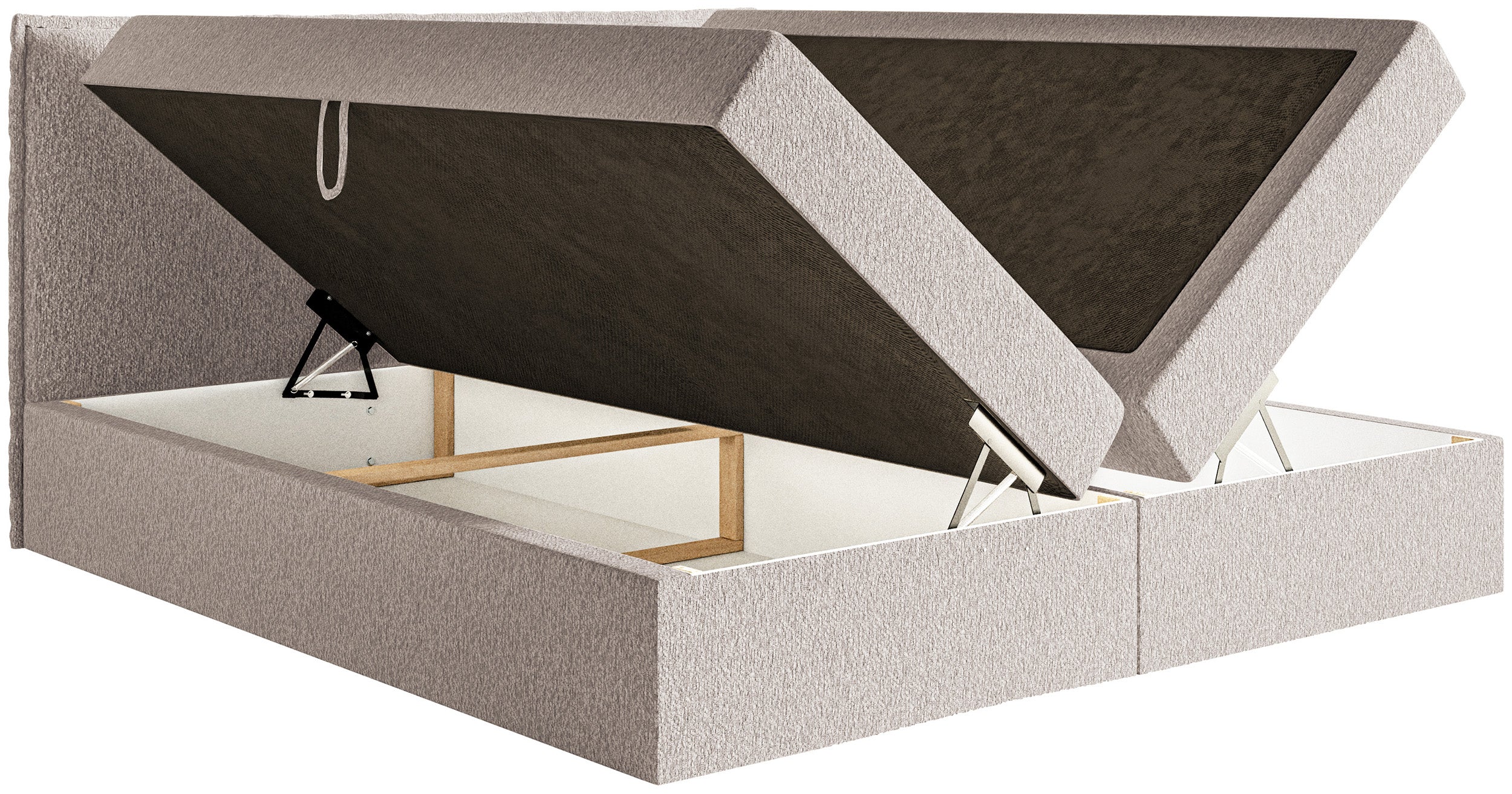 Kontinentales Bett 180x200 cm Softie mit Stauraum und Topper, beige Chenille