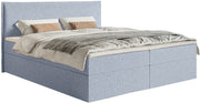Kontinentalbett 140x200 cm Softie mit Stauraum und Topper, hellblauer Chenille