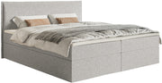 Kontinentalbett 140x200 cm Softie mit Stauraum und Topper, hellgrauer Chenille