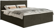 Kontinentales Bett 160x200 cm Softie mit Stauraum und Topper, dunkelgrüner hydrophober Samt